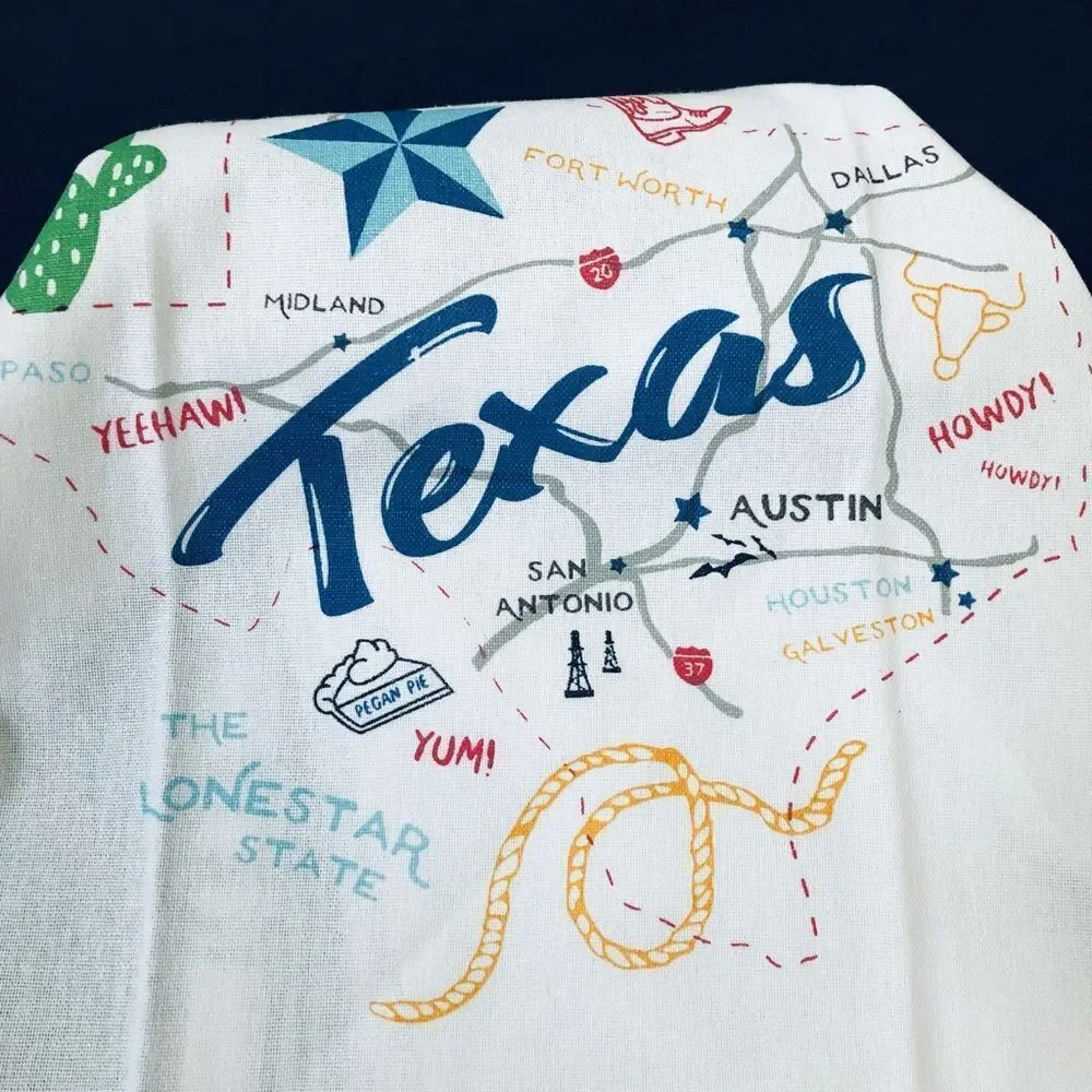 Texas Lone Star State Map Kitchen Dish Towels Tea Towels Set